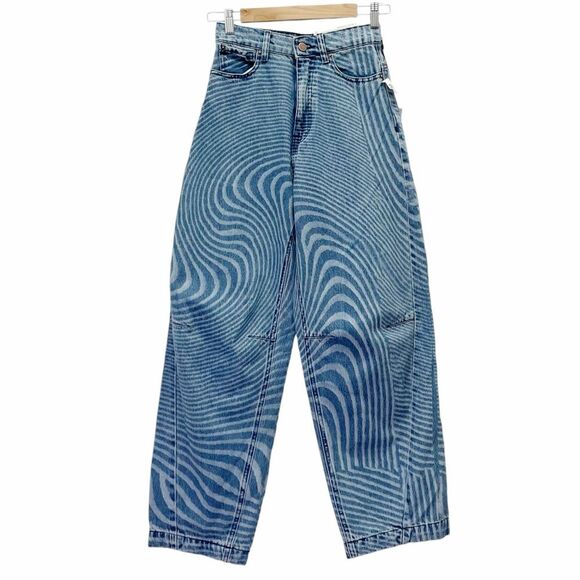 NWT BDG Rih Extreme Baggy Jean Blue Swirl Multi Streetwear Jeans Size 24 | 00 - Picture 2 of 14